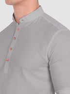 BLUE ROBED men's Casual Slim Fit Full Sleeve Cotton Kurta in Grey view 81