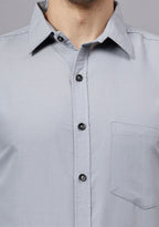 Men's Cotton Blend Slim Fit Formal Shirt in Beige by BLUE ROBED, detail view