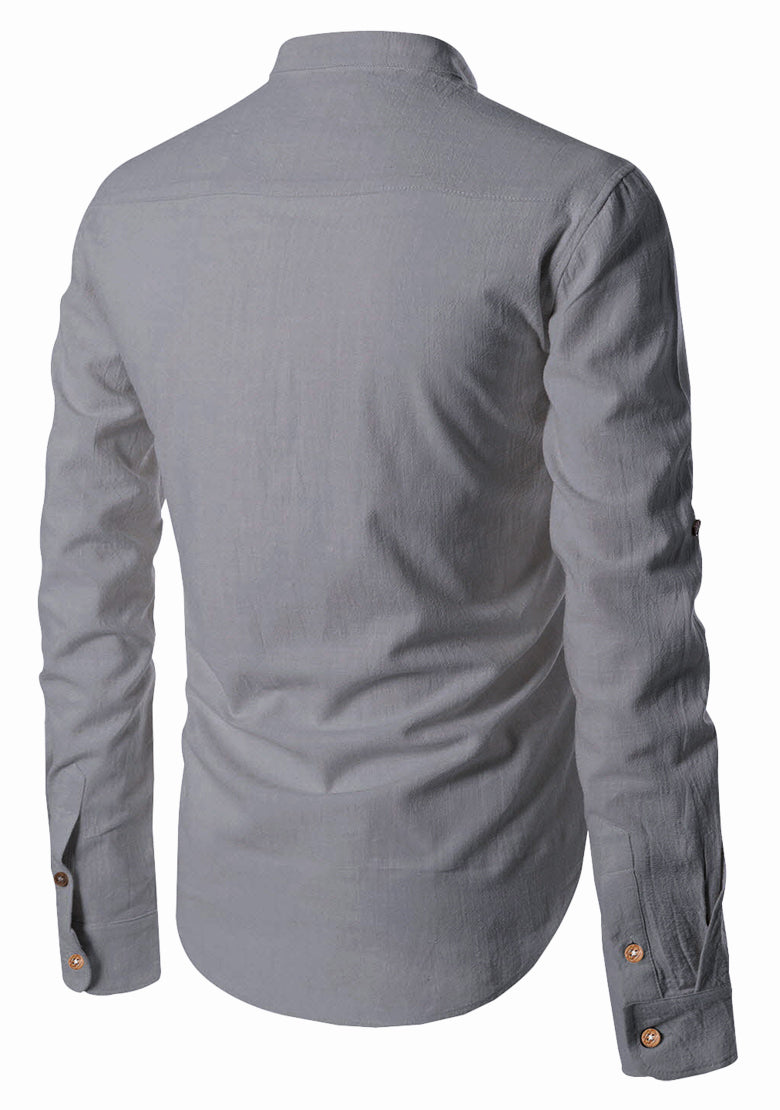BLUE ROBED men's Casual ZIP Style Full Sleeve Kurta in Grey view 27