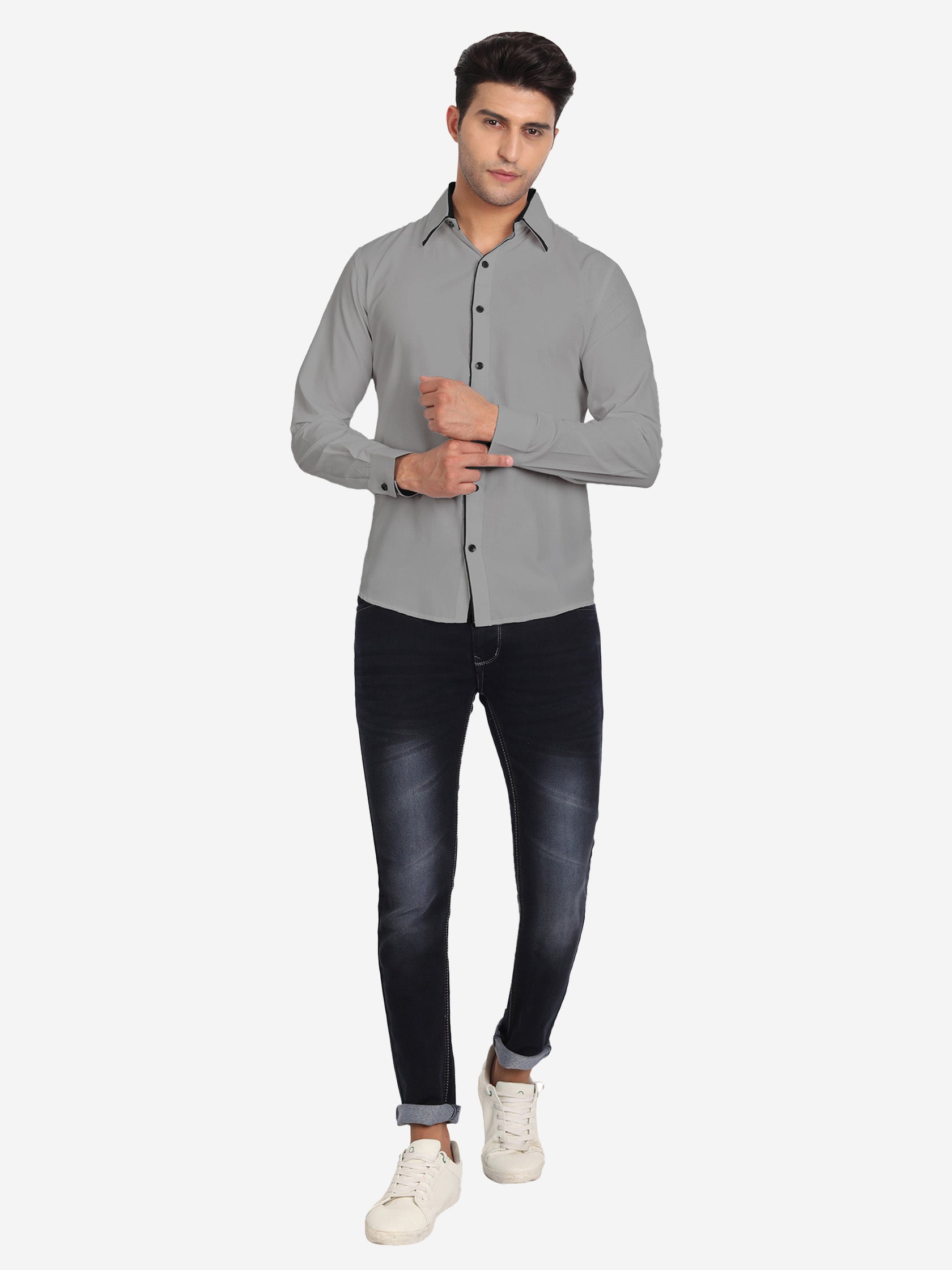 Men's Casual Full Sleeve XMan Shirt in White by BLUE ROBED, detail view