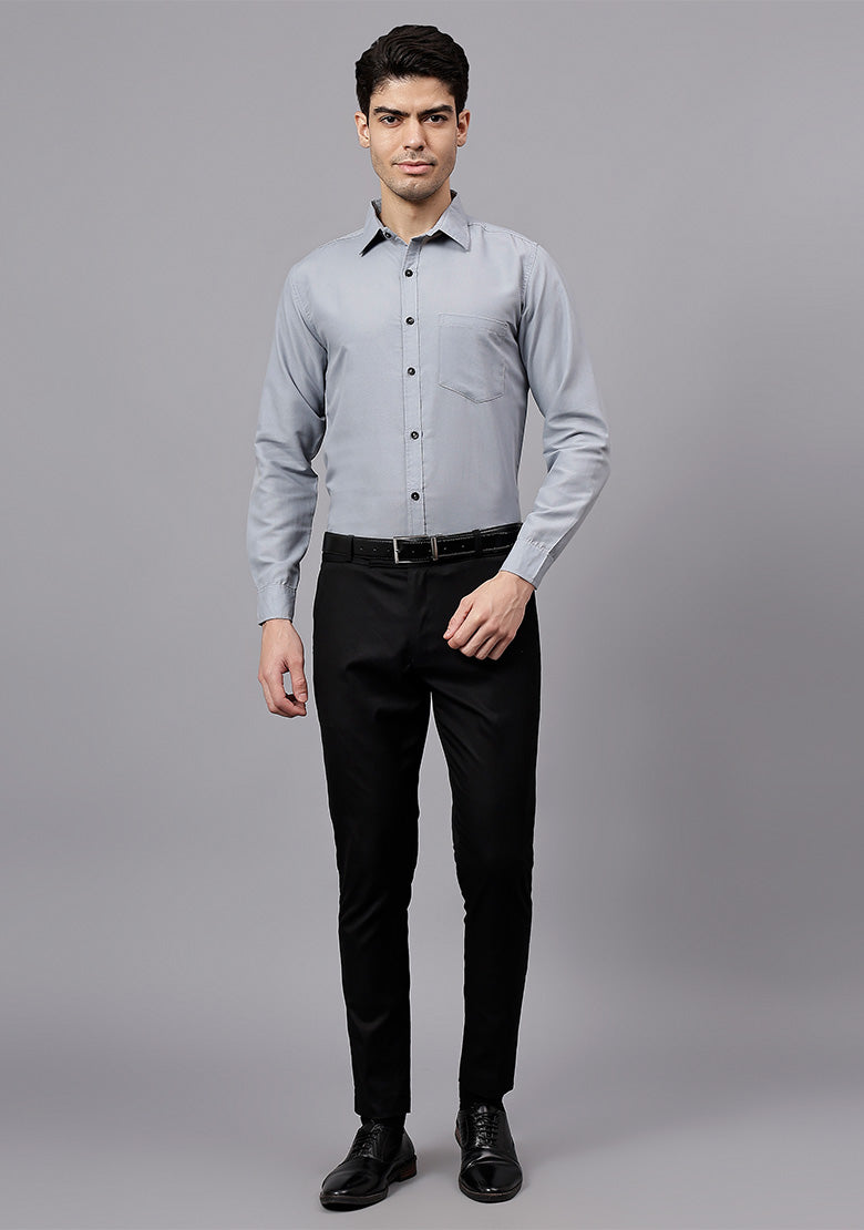 Men's Cotton Blend Slim Fit Formal Shirt in Beige by BLUE ROBED, style view