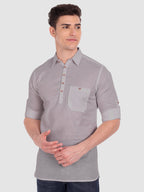 BLUE ROBED men's Full Sleeve Casual Cotton Kurta in Grey view 30
