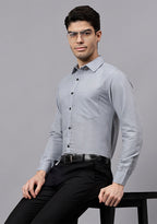 Men's Cotton Blend Slim Fit Formal Shirt in Beige by BLUE ROBED, view