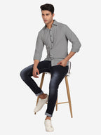 Men's Casual Full Sleeve XMan Shirt in White by BLUE ROBED, style view