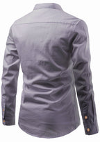 BLUE ROBED men's Casual Slim Fit Full Sleeve Double Pocket Cotton Kurta in Grey view 37