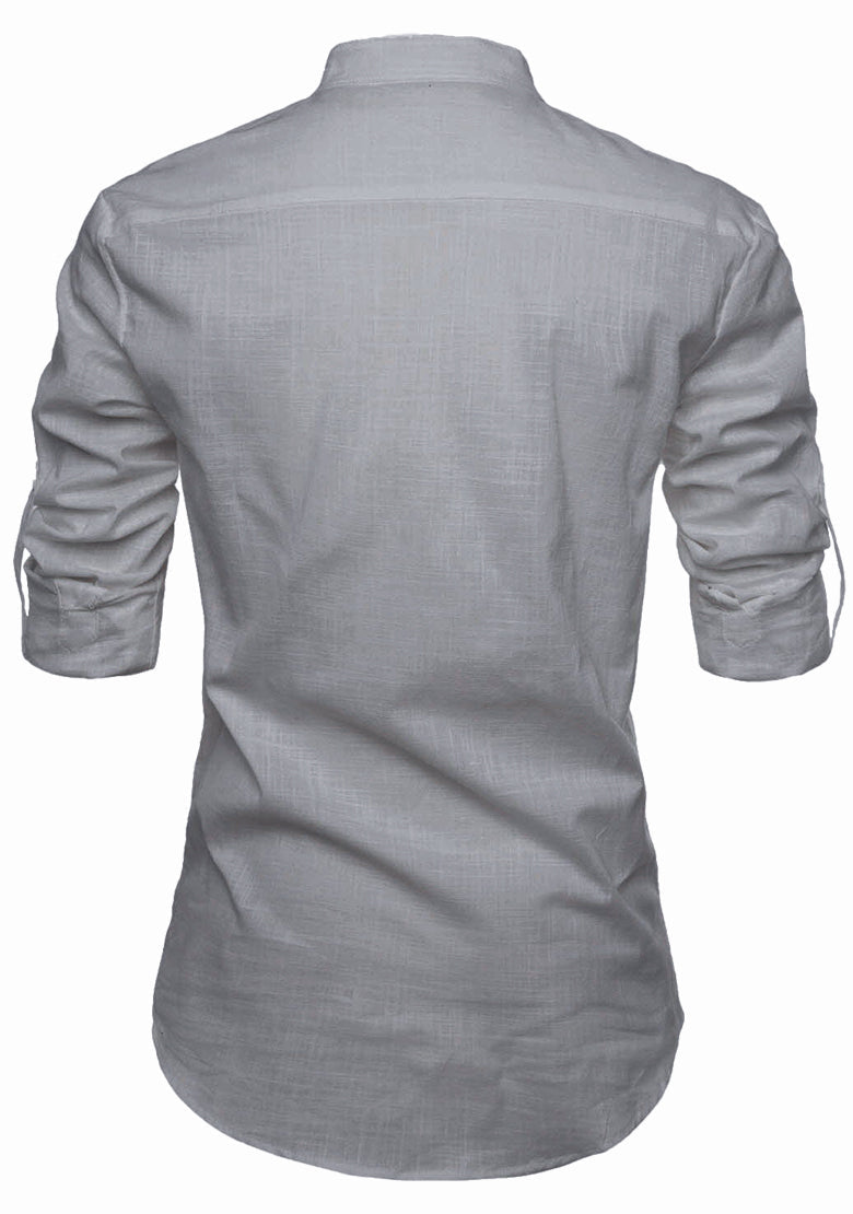BLUE ROBED men's Casual Slim Fit Full Sleeve Kurta in Grey view 23
