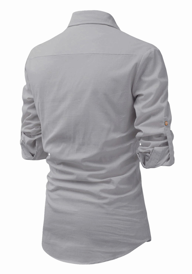 BLUE ROBED men's Full Sleeve Casual Cotton Kurta in Grey view 34