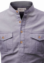 BLUE ROBED men's Casual Slim Fit Full Sleeve Double Pocket Cotton Kurta in Grey view 38