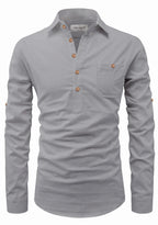 BLUE ROBED men's Full Sleeve Casual Cotton Kurta in Grey view 35