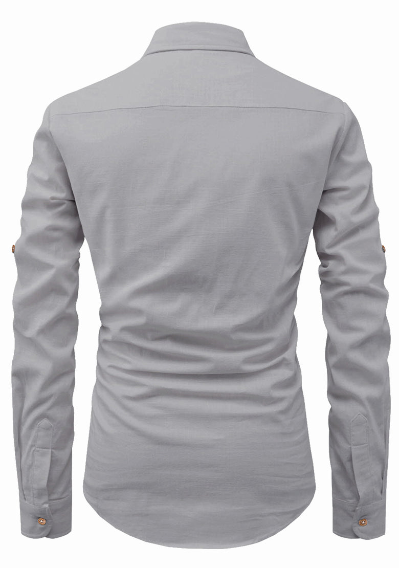 BLUE ROBED men's Full Sleeve Casual Cotton Kurta in Grey view 37