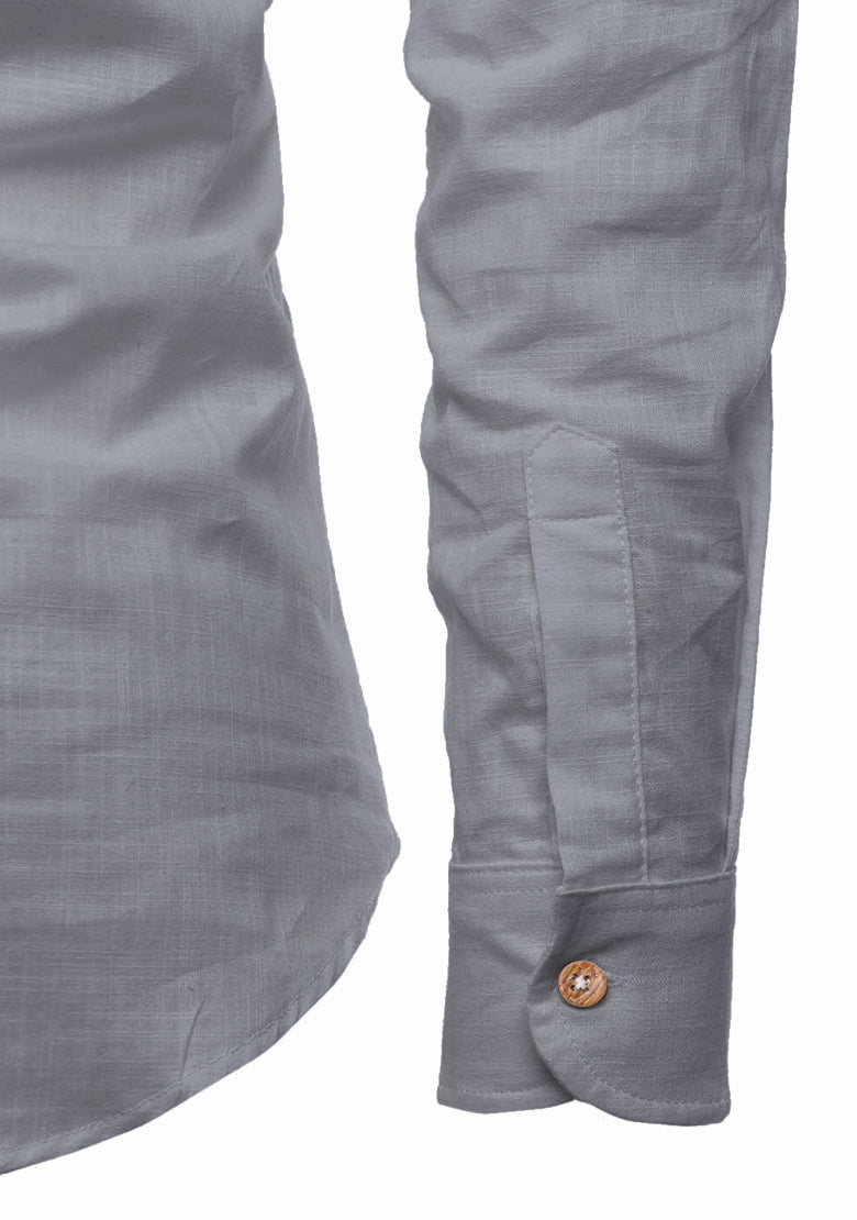 BLUE ROBED men's Casual Slim Fit Full Sleeve Kurta in Grey view 27