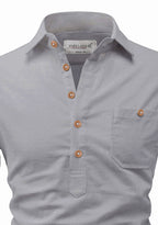 BLUE ROBED men's Full Sleeve Casual Cotton Kurta in Grey view 38