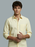 Men's Full Sleeve Spread Collar Premium Casual Shirt for Men Daily Wear in Black by BLUE ROBED, side view