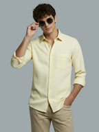Men's Full Sleeve Spread Collar Premium Casual Shirt for Men Daily Wear in Black by BLUE ROBED, detail view