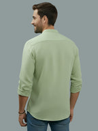 Full Sleeve Chinese Collar Cotton Slim Shirt for Men and Boys in Shirt For Men And Pink by BLUE ROBED, back view