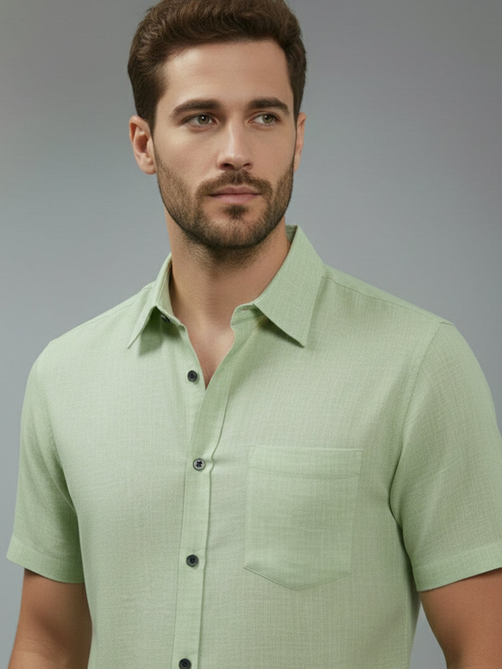 Half Sleeve Spread Collar Cotton Slim Shirt for Men and Boys in Shirt For Men And Yellow by BLUE ROBED, style view