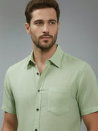 Half Sleeve Spread Collar Cotton Slim Shirt for Men and Boys in Shirt For Men And Yellow by BLUE ROBED, style view