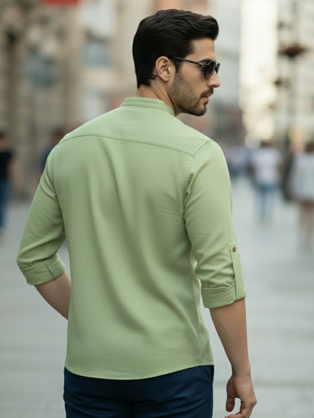 BLUE ROBED Full Sleeve Kurta for men Office Wear in LTGRN view 96