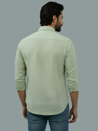 Full Sleeve Spread Collar Cotton Slim Shirt for Men and Boys in Shirt For Men And Green by BLUE ROBED, style view