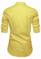 BLUE ROBED men's Casual Slim Fit Full Sleeve Kurta in Lemon view 124