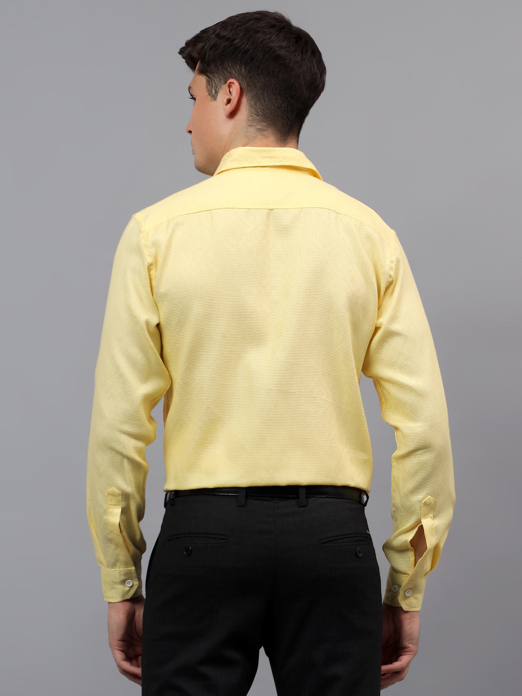 Men's Full Sleeve Spread Collar Premium Casual Shirt for Men in Black by BLUE ROBED, side view