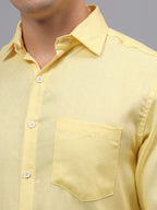 Men's Full Sleeve Spread Collar Premium Casual Shirt for Men in Black by BLUE ROBED, detail view