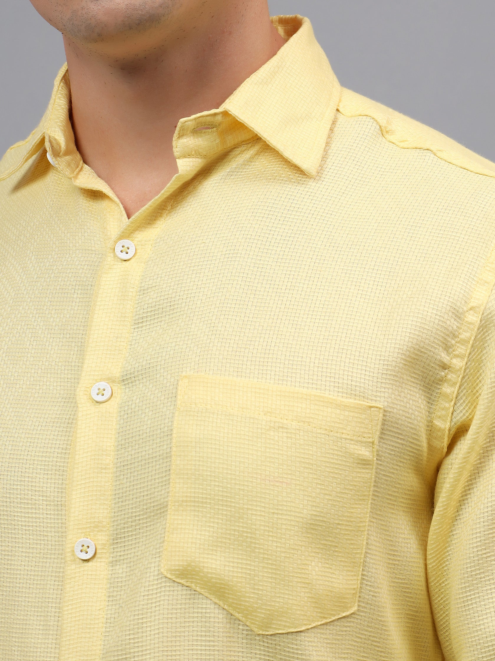 Men's Full Sleeve Spread Collar Premium Casual Shirt for Men in Black by BLUE ROBED, detail view