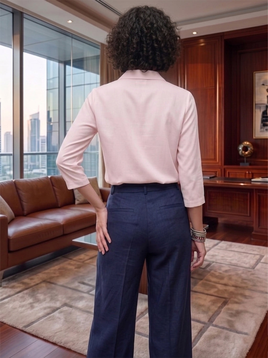 Women’s Solid Pink Casual Office Shirt – Viscose Rayon Fabric | 3/4th Sleeves
