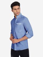 Men's Casual Shirt Full Sleeve Oxford Design Shirt in Black by BLUE ROBED, fabric detail