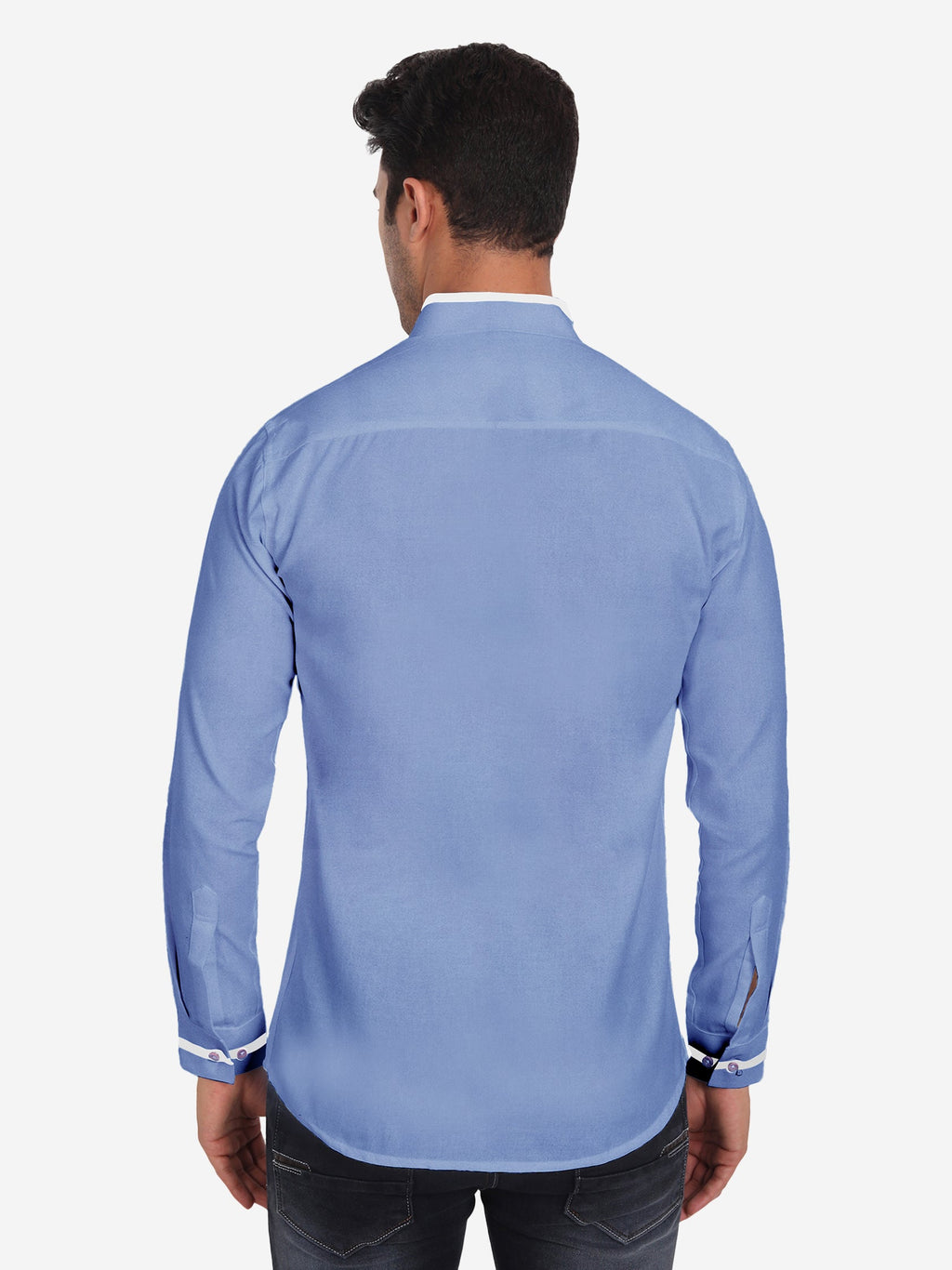 Men's Casual Shirt Full Sleeve Oxford Design Shirt in Black by BLUE ROBED, front view