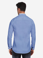 Men's Casual Shirt Full Sleeve Oxford Design Shirt in Black by BLUE ROBED, front view