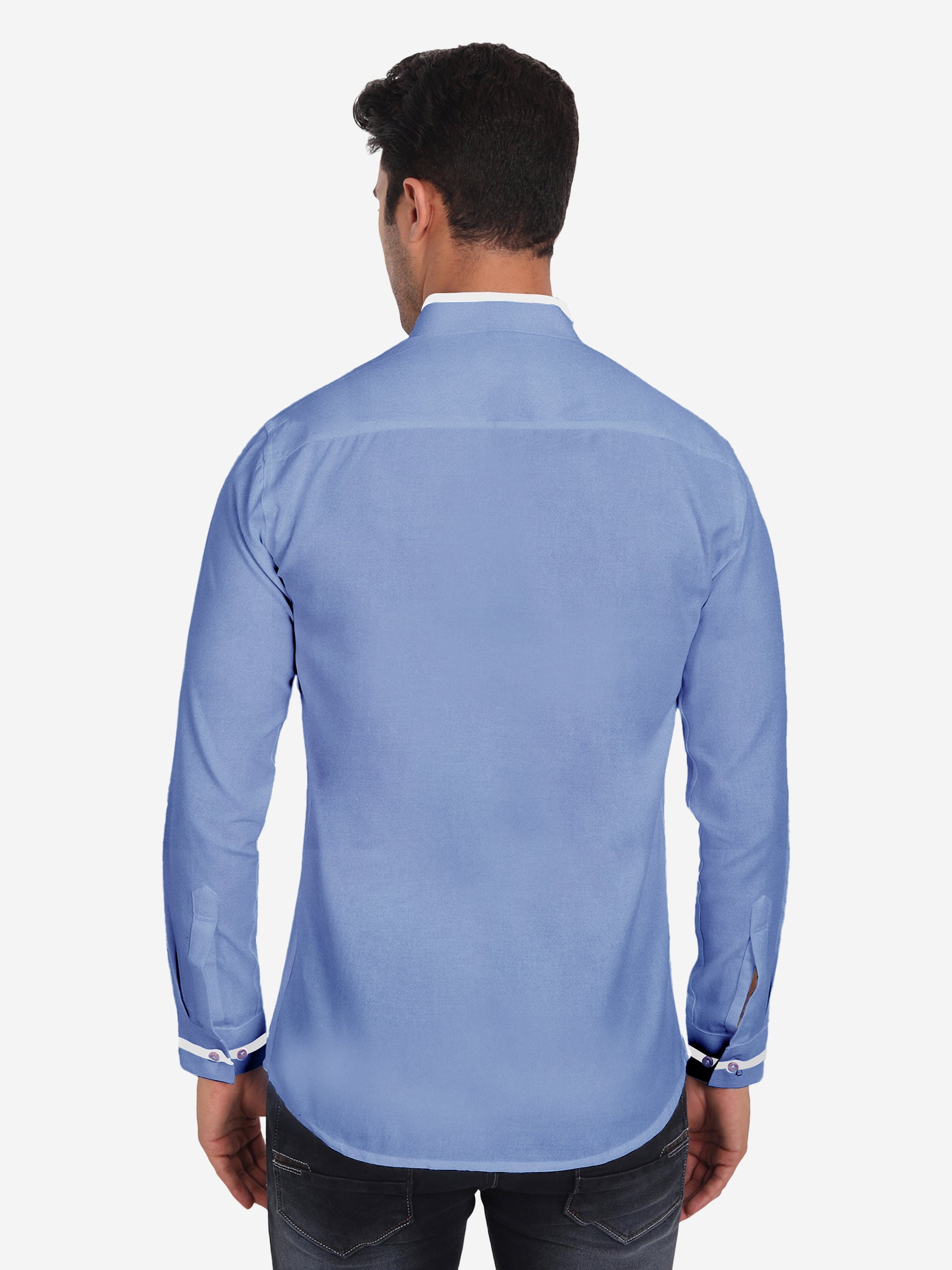 Men's Casual Shirt Full Sleeve Oxford Design Shirt in Black by BLUE ROBED, front view