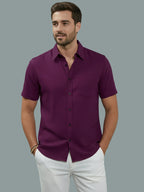 Half Sleeve Spread Collar Cotton Slim Shirt for Men and Boys in Shirt For Men And Yellow by BLUE ROBED, detail view
