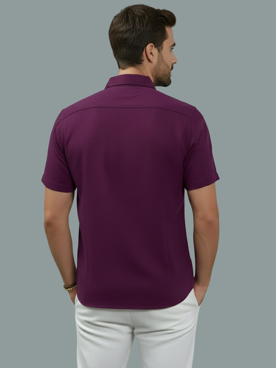 Half Sleeve Spread Collar Cotton Slim Shirt for Men and Boys in Shirt For Men And Yellow by BLUE ROBED, detail view