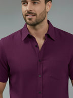 Half Sleeve Spread Collar Cotton Slim Shirt for Men and Boys in Shirt For Men And Yellow by BLUE ROBED, fit view
