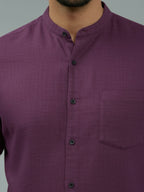 Half Sleeve Chinese Collar Cotton Slim Shirt for Men and Boys in Shirt For Men And White by BLUE ROBED, detail view