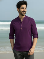 BLUE ROBED Full Sleeve Kurta for men Office Wear in Magenta view 87