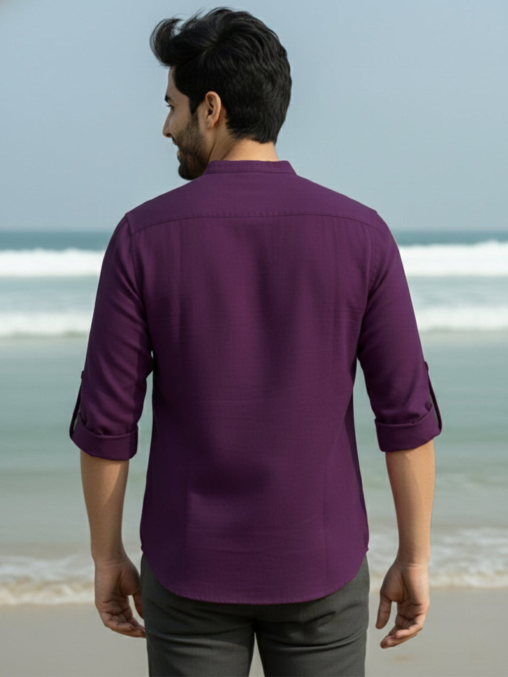 BLUE ROBED Full Sleeve Kurta for men Office Wear in Magenta view 89