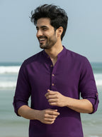 BLUE ROBED Full Sleeve Kurta for men Office Wear in Magenta view 90
