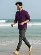 BLUE ROBED Full Sleeve Kurta for men Office Wear in Magenta view 91