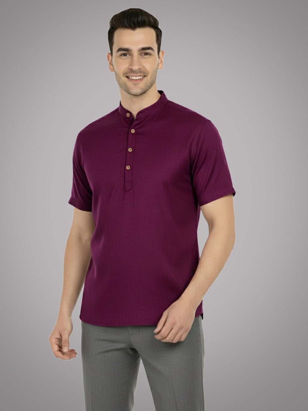 BLUE ROBED Half Sleeve Kurta for men in Magenta view 51