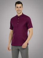 BLUE ROBED Half Sleeve Kurta for men in Magenta view 51