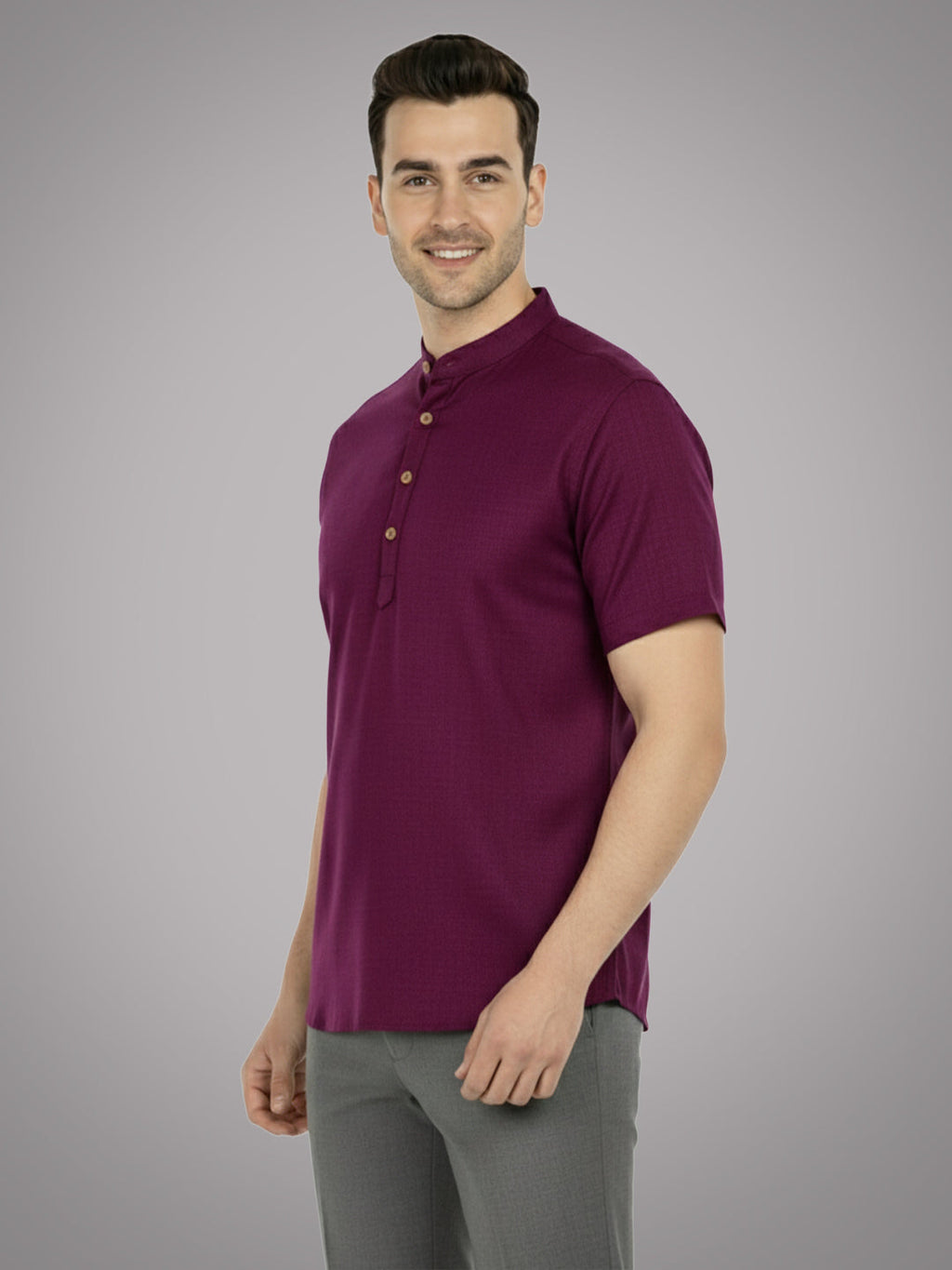 BLUE ROBED Half Sleeve Kurta for men in Magenta view 42