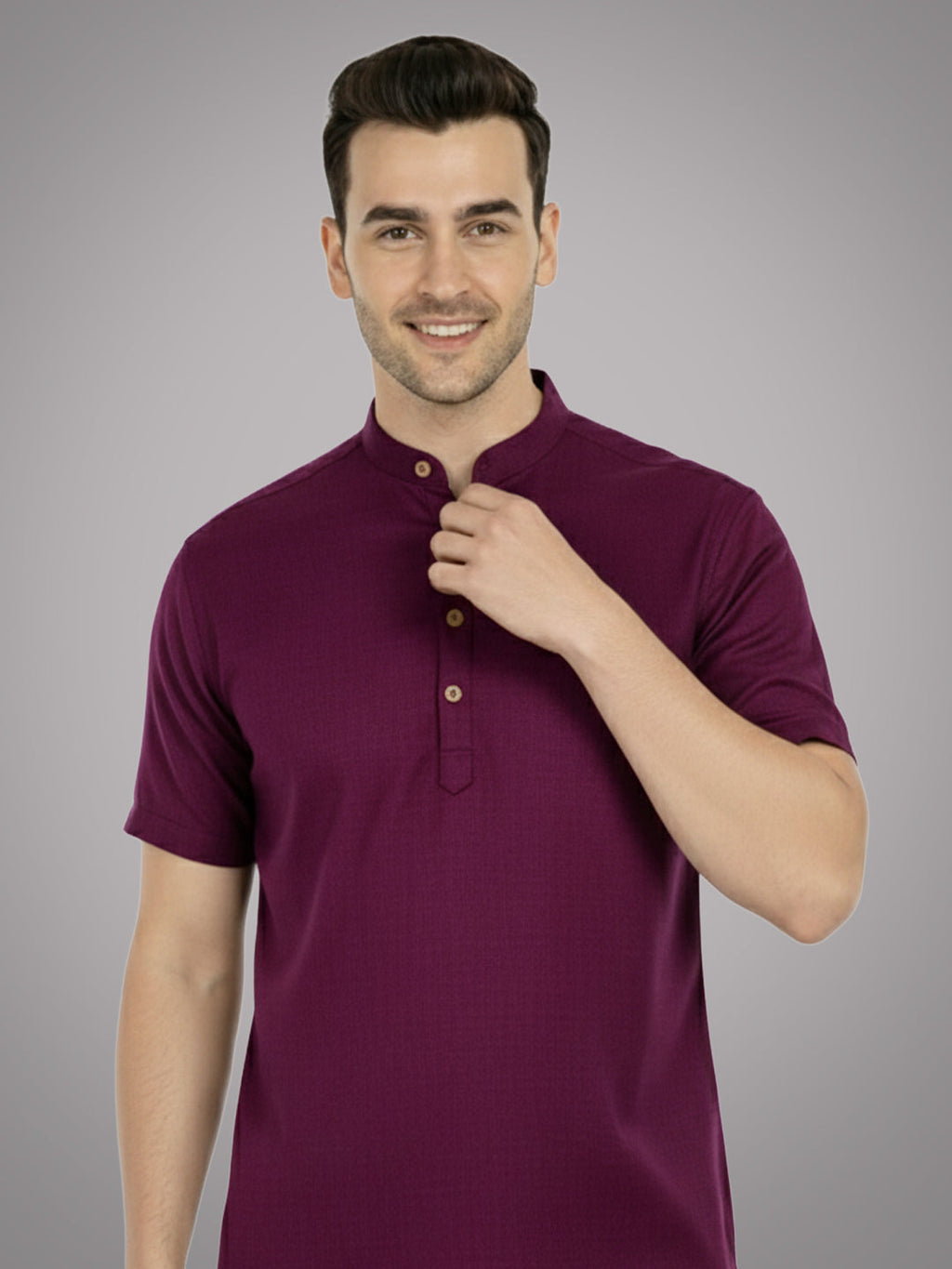 BLUE ROBED Half Sleeve Kurta for men in Magenta view 50