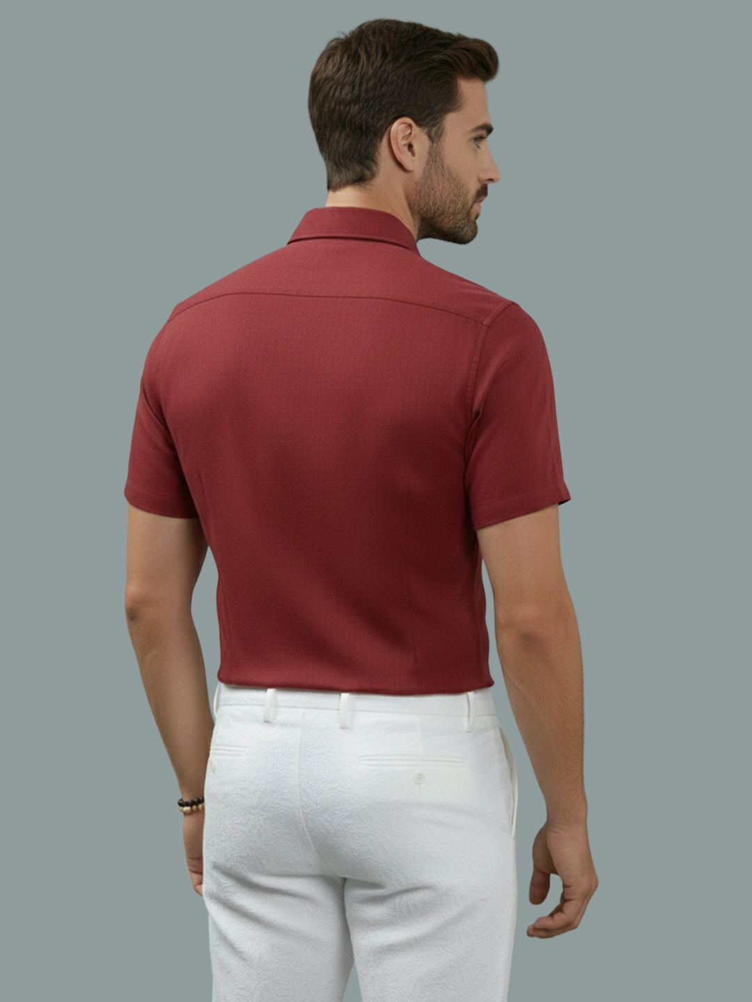 Half Sleeve Spread Collar Cotton Slim Shirt for Men and Boys in Shirt For Men And Yellow by BLUE ROBED, front view