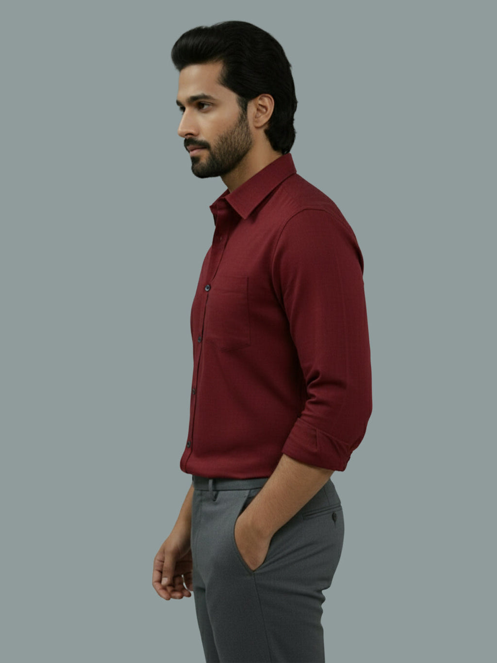Full Sleeve Spread Collar Cotton Slim Shirt for Men and Boys in Shirt For Men And Green by BLUE ROBED, back view