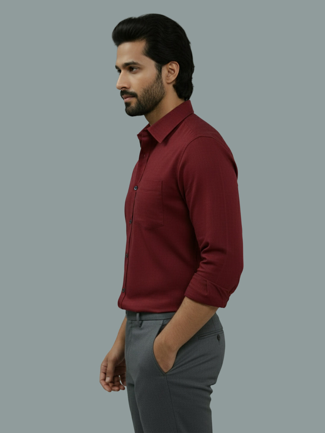 Full Sleeve Spread Collar Cotton Slim Shirt for Men and Boys in Shirt For Men And Green by BLUE ROBED, back view