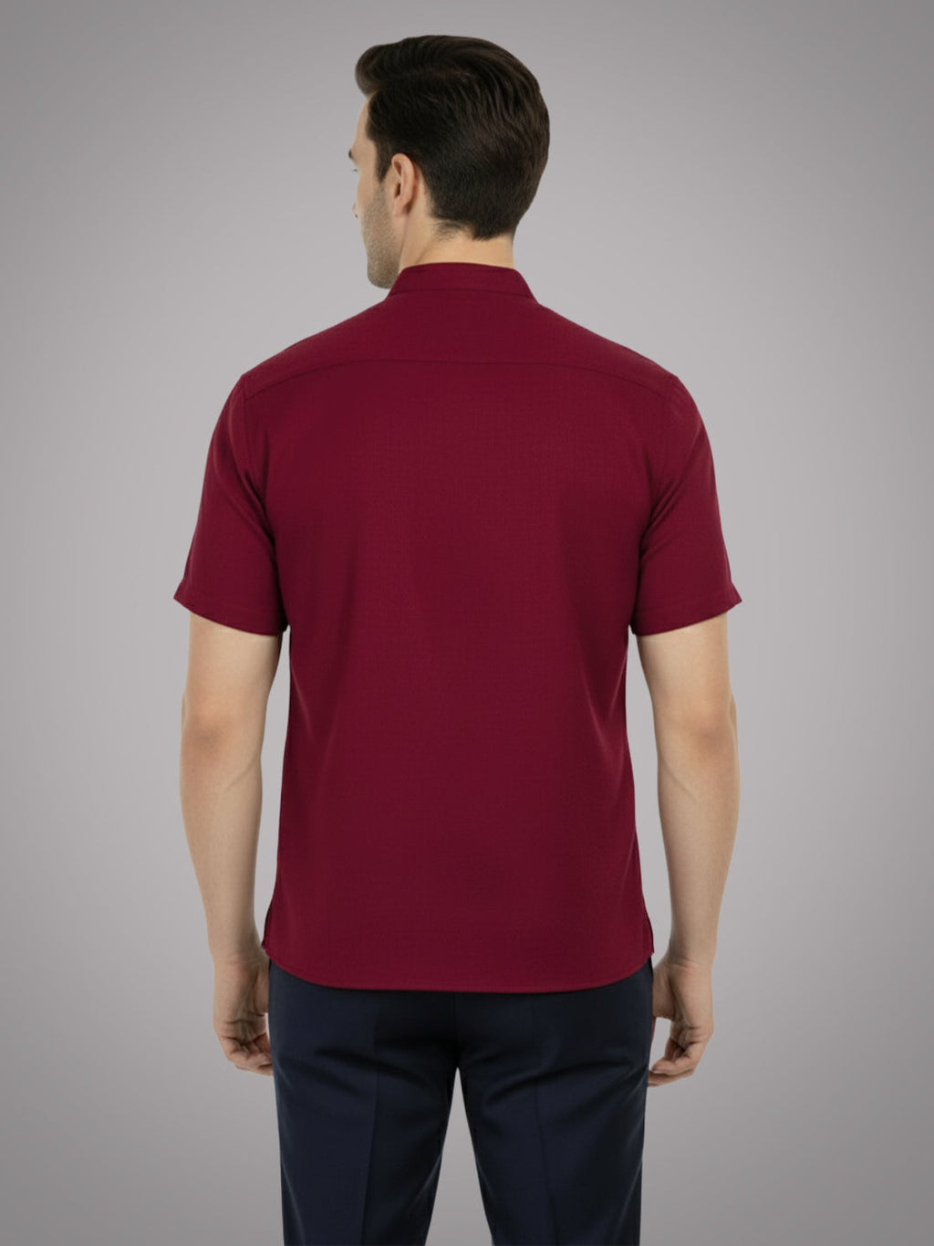 BLUE ROBED Half Sleeve Kurta for men in Maroon view 24