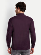 BLUE ROBED men's Casual Slim Fit Full Sleeve Double Pocket Cotton Trendy Kurta in Magenta view 111