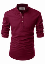 BLUE ROBED men's Casual Slim Fit Full Sleeve Kurta in Maroon view 29